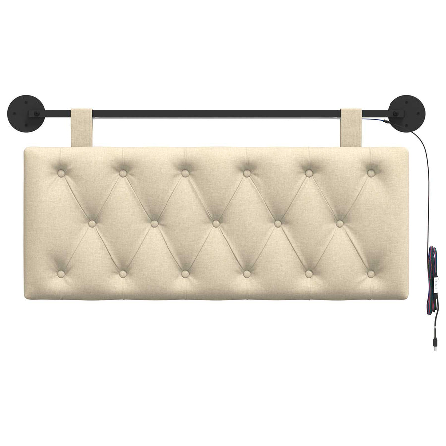 Hangend hoofdbord Met LED-verlichting Crèmekleurig Stof