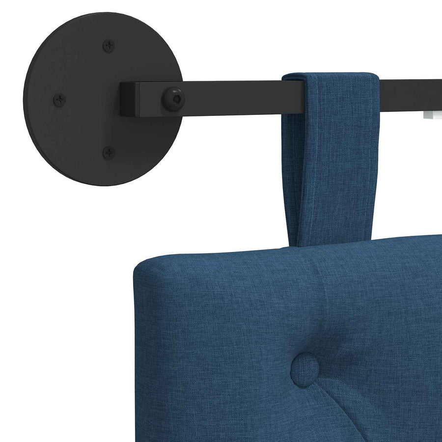 Hangend hoofdbord Met LED-verlichting Blauw Stof