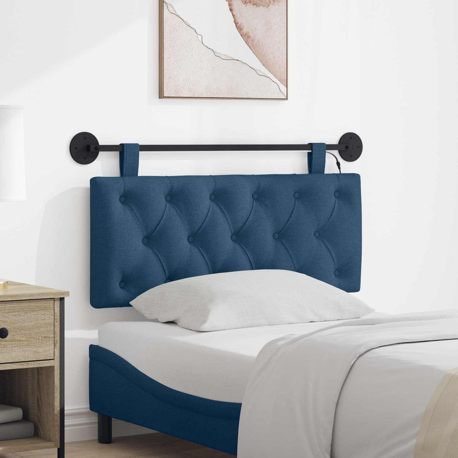 Hangend hoofdbord Met LED-verlichting Blauw Stof