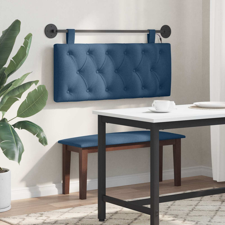Hangend hoofdbord Met LED-verlichting Blauw Stof
