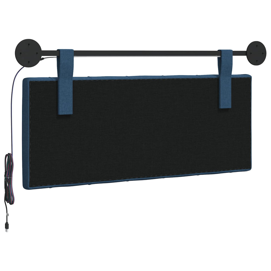 Hangend hoofdbord Met LED-verlichting Blauw Stof