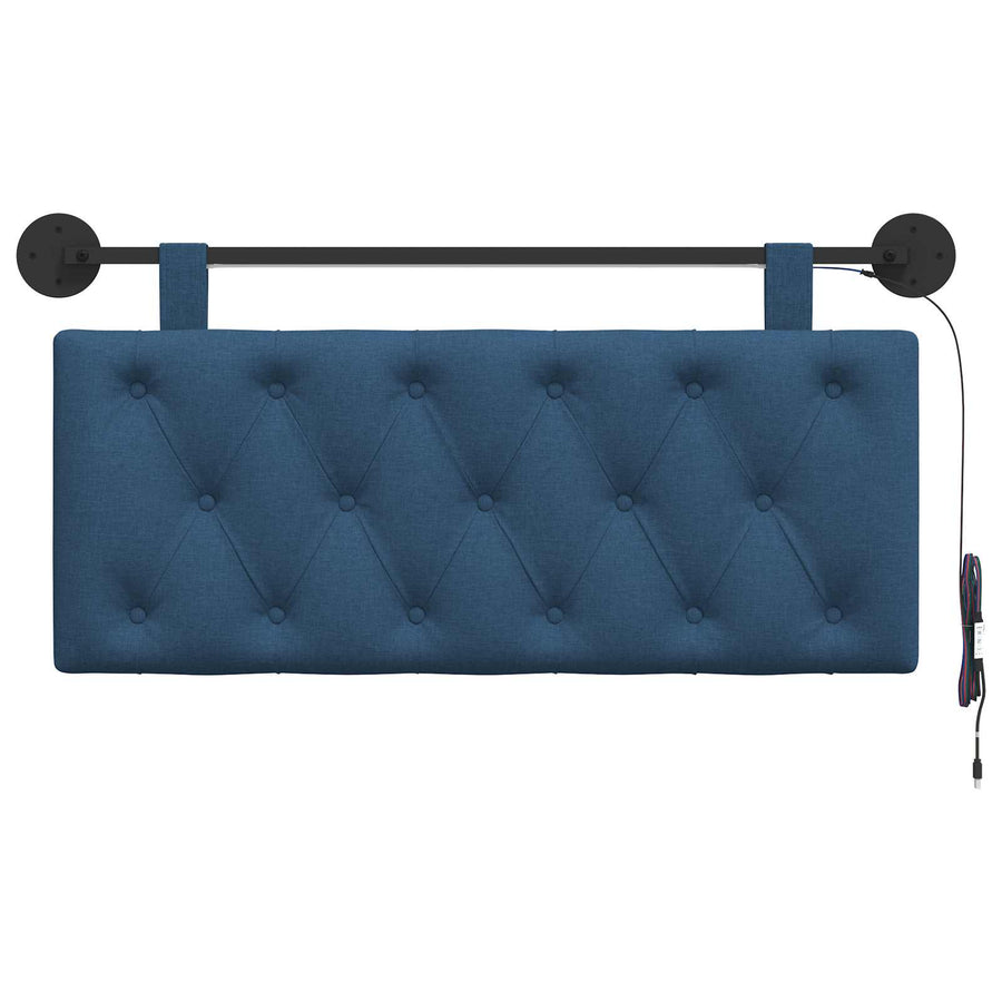 Hangend hoofdbord Met LED-verlichting Blauw Stof