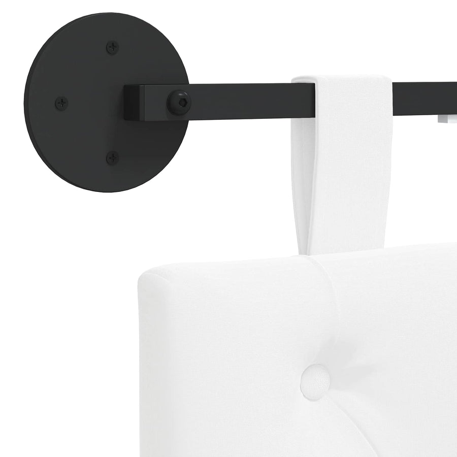 Hangend hoofdbord Met LED-verlichting Wit Stof