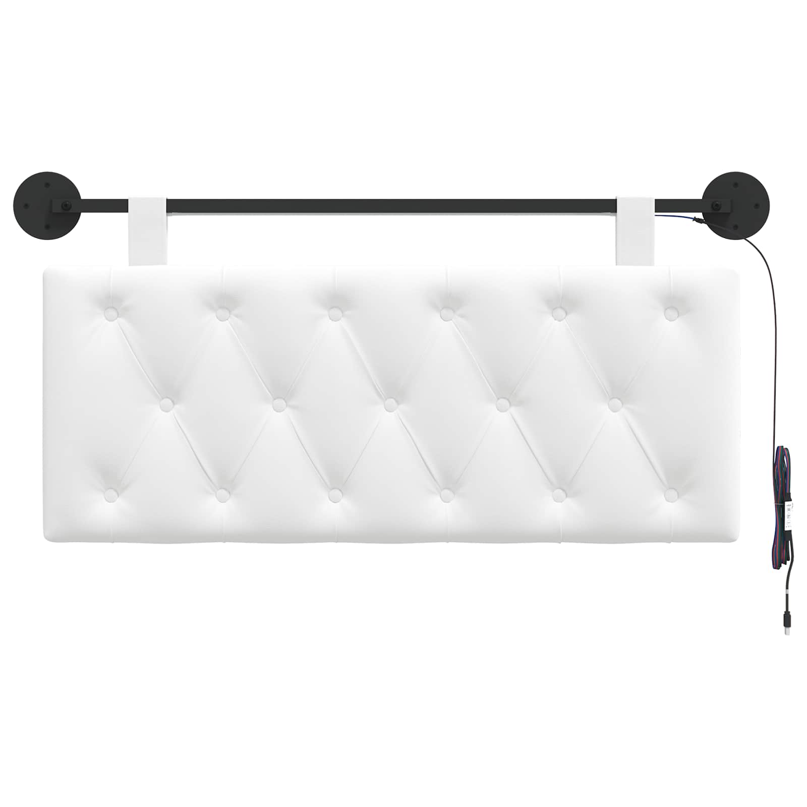 Hangend hoofdbord Met LED-verlichting Wit Stof