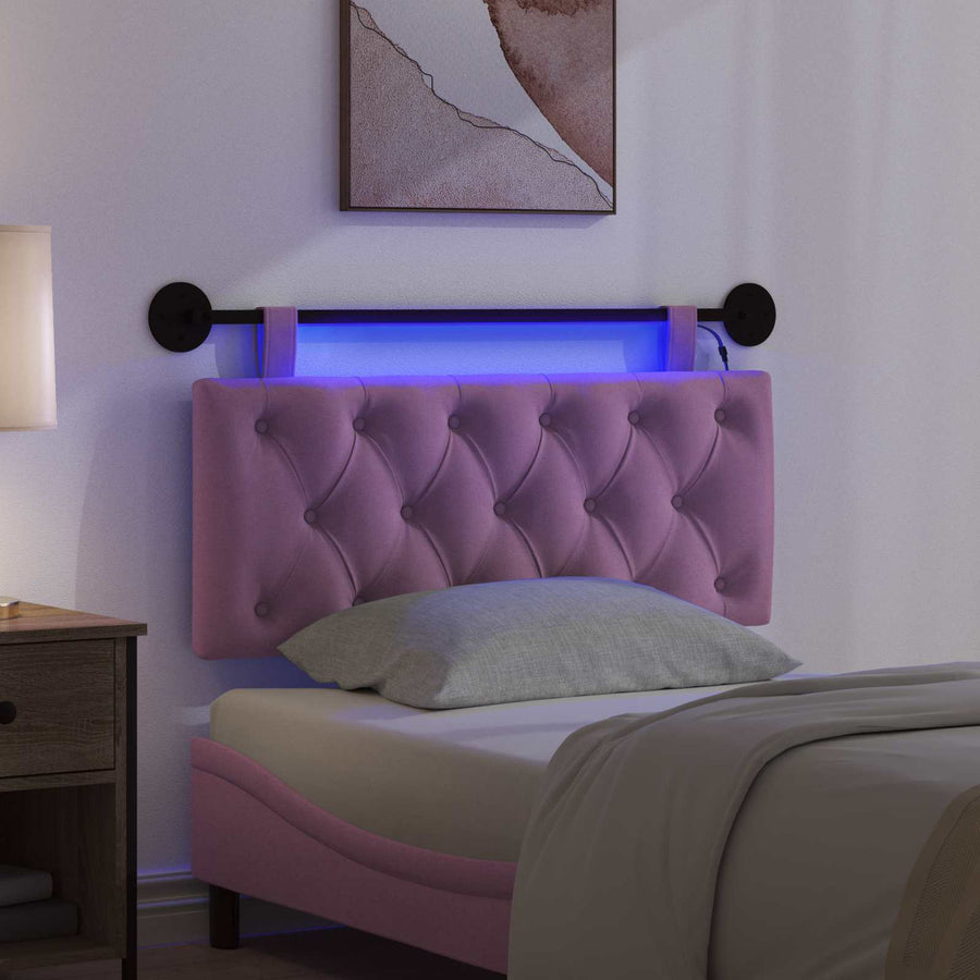 Hangend hoofdbord Met LED-verlichting Roze Stof