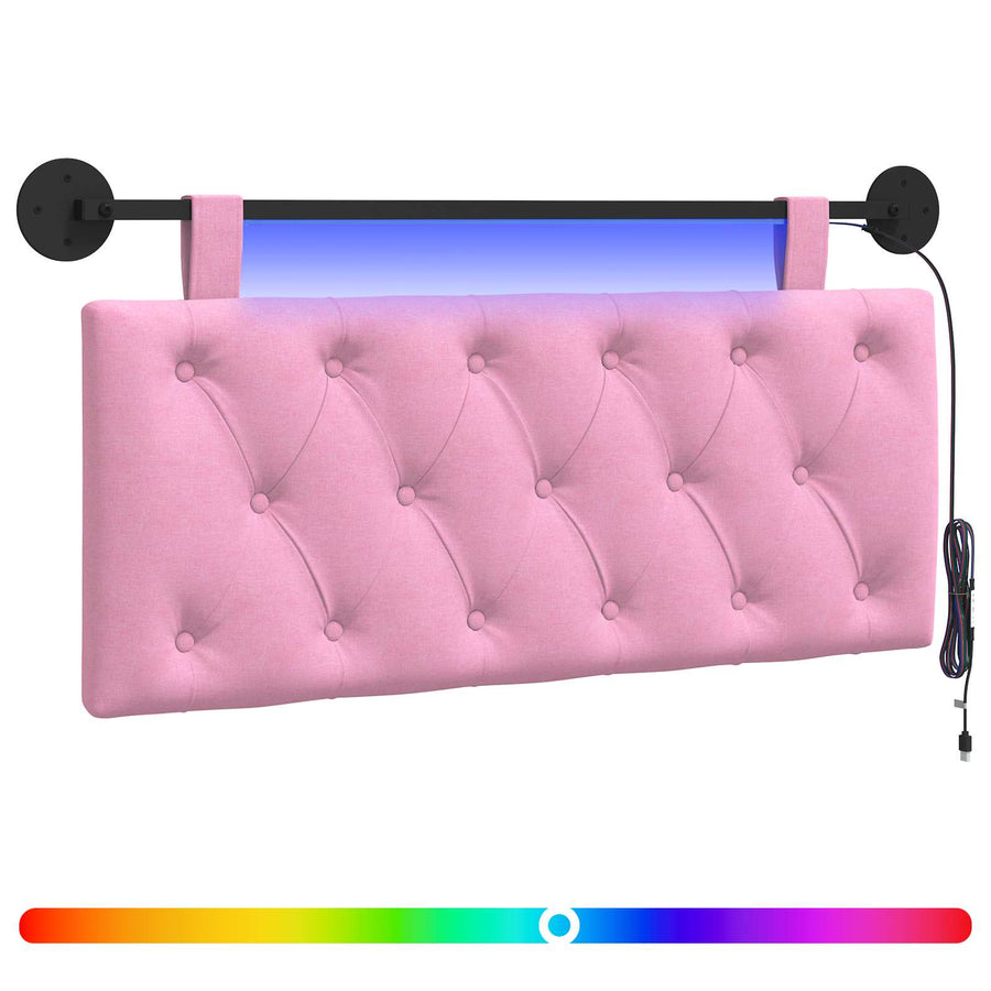Hangend hoofdbord Met LED-verlichting Roze Stof