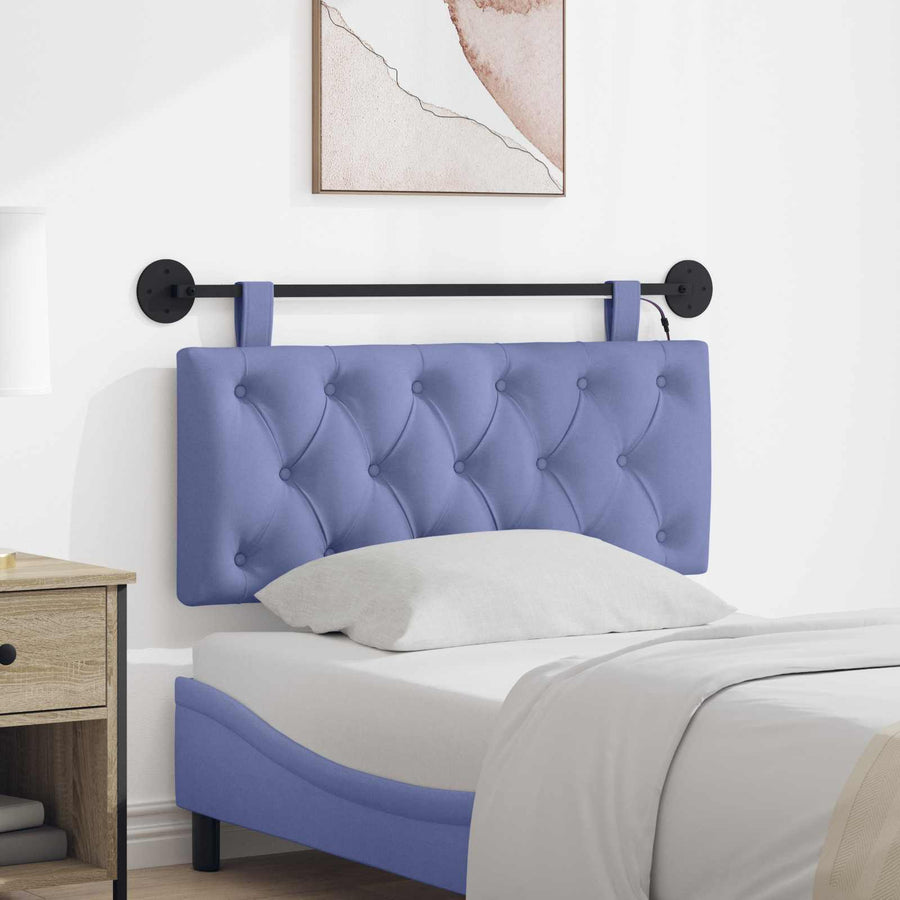 Hangend hoofdbord Met LED-verlichting Jeans Blauw Stof