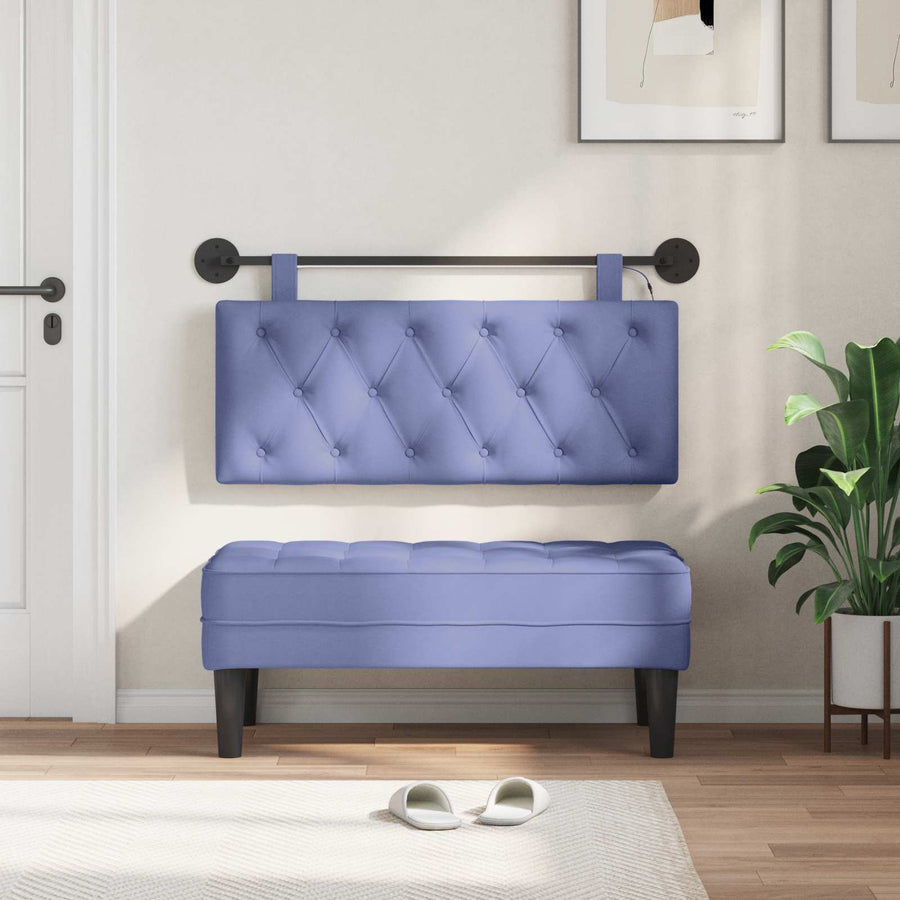Hangend hoofdbord Met LED-verlichting Jeans Blauw Stof