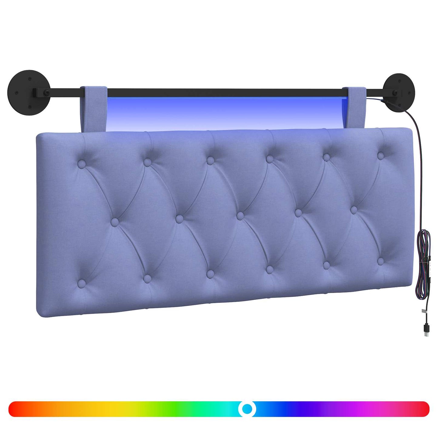 Hangend hoofdbord Met LED-verlichting Jeans Blauw Stof