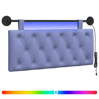Hangend hoofdbord Met LED-verlichting Jeans Blauw Stof