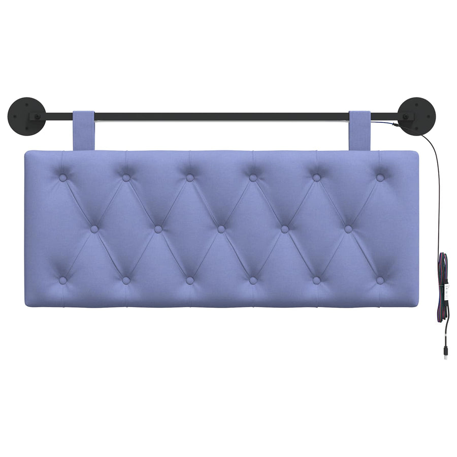 Hangend hoofdbord Met LED-verlichting Jeans Blauw Stof