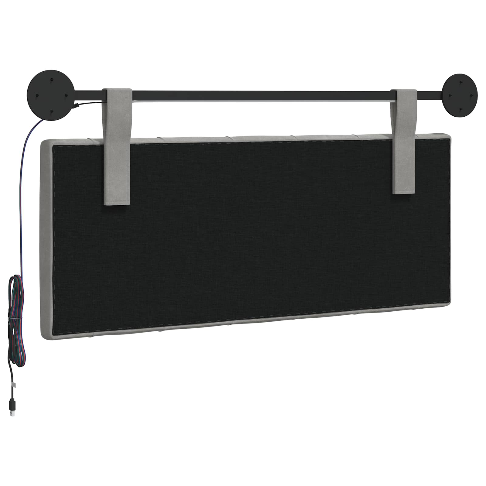 Hangend hoofdbord Met LED-verlichting Lichtgrijs Fluweel