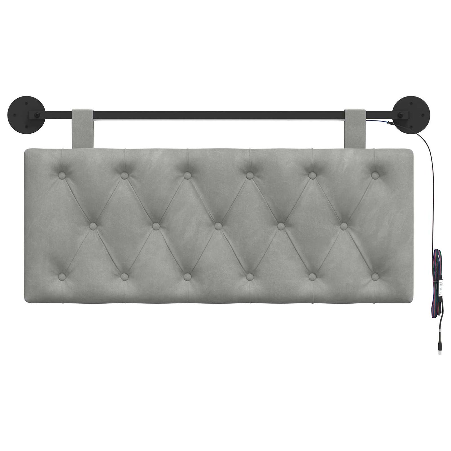 Hangend hoofdbord Met LED-verlichting Lichtgrijs Fluweel