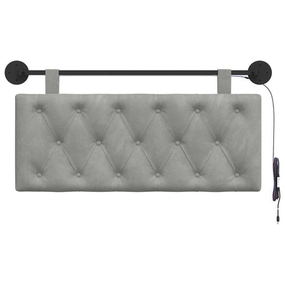 Hangend hoofdbord Met LED-verlichting Lichtgrijs Fluweel