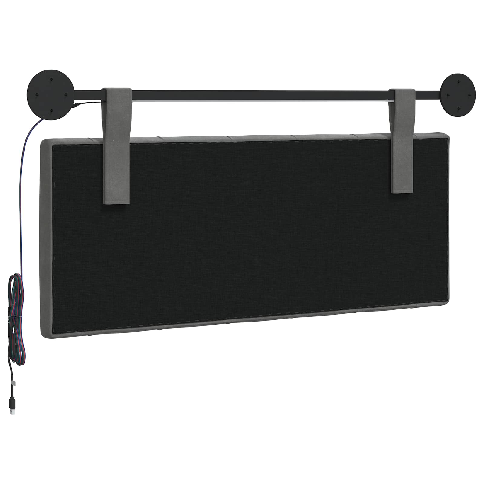 Hangend hoofdbord Met LED-verlichting Donkergrijs Fluweel