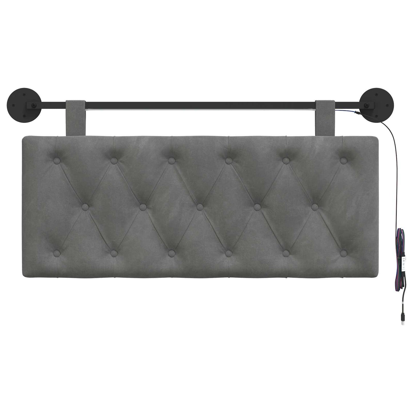 Hangend hoofdbord Met LED-verlichting Donkergrijs Fluweel