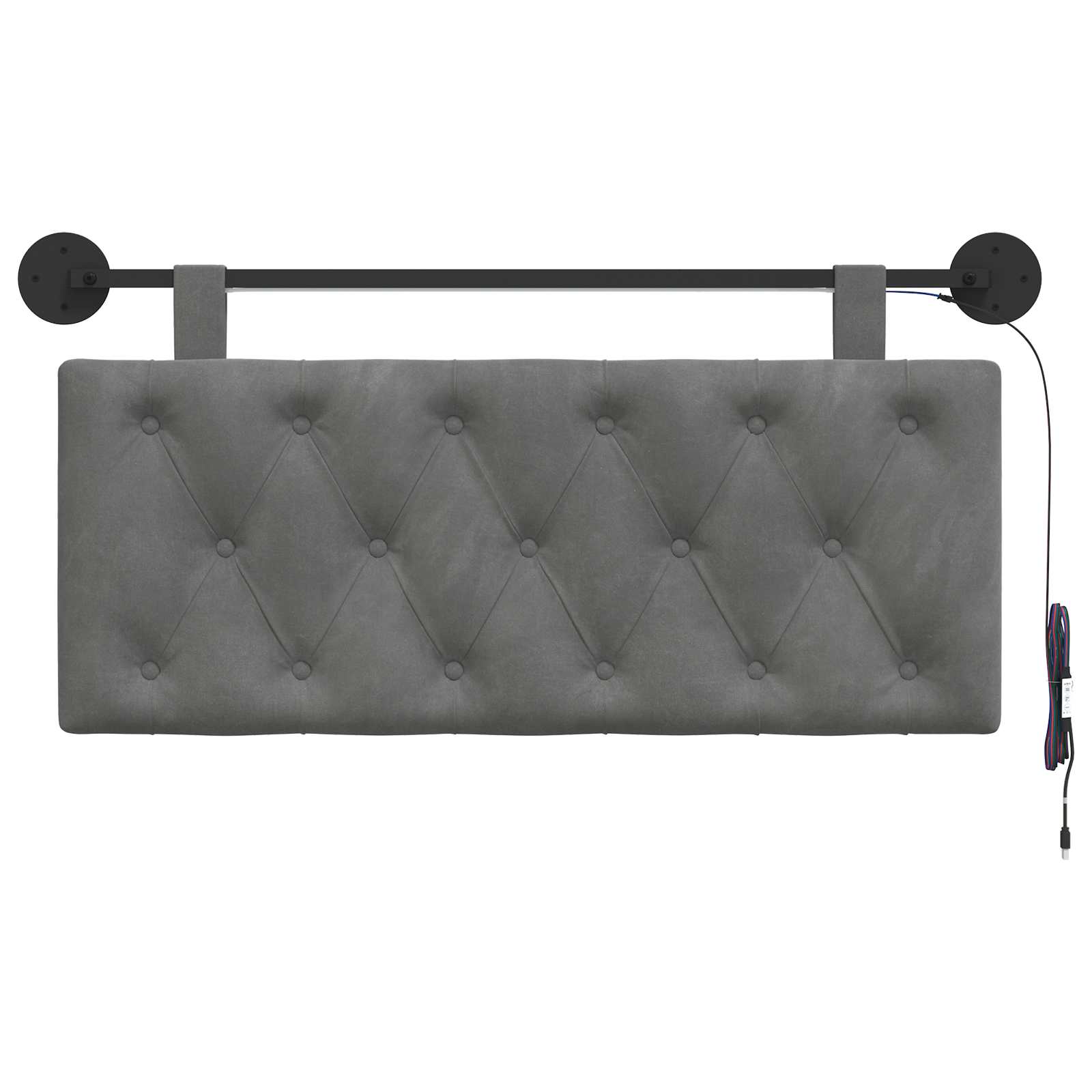 Hangend hoofdbord Met LED-verlichting Donkergrijs Fluweel