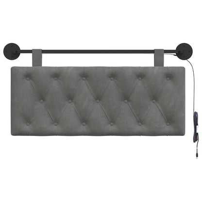 Hangend hoofdbord Met LED-verlichting Donkergrijs Fluweel