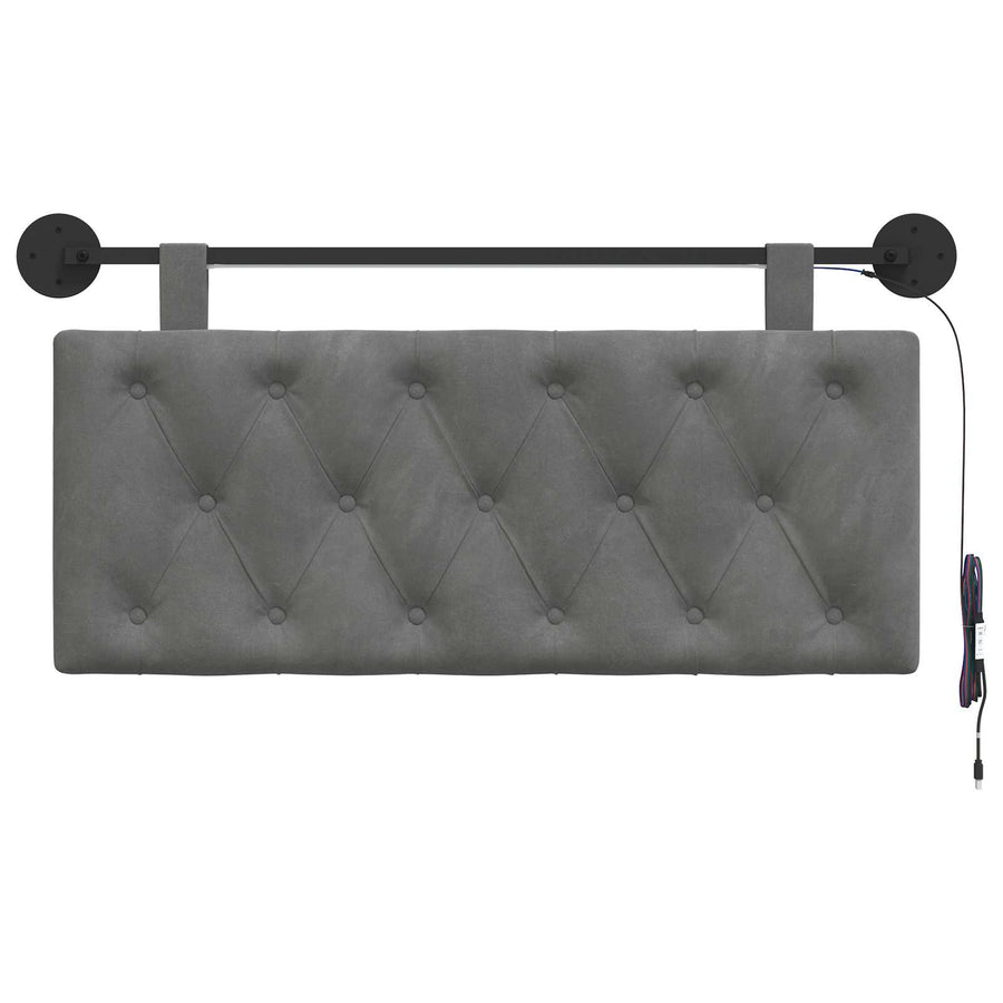 Hangend hoofdbord Met LED-verlichting Donkergrijs Fluweel