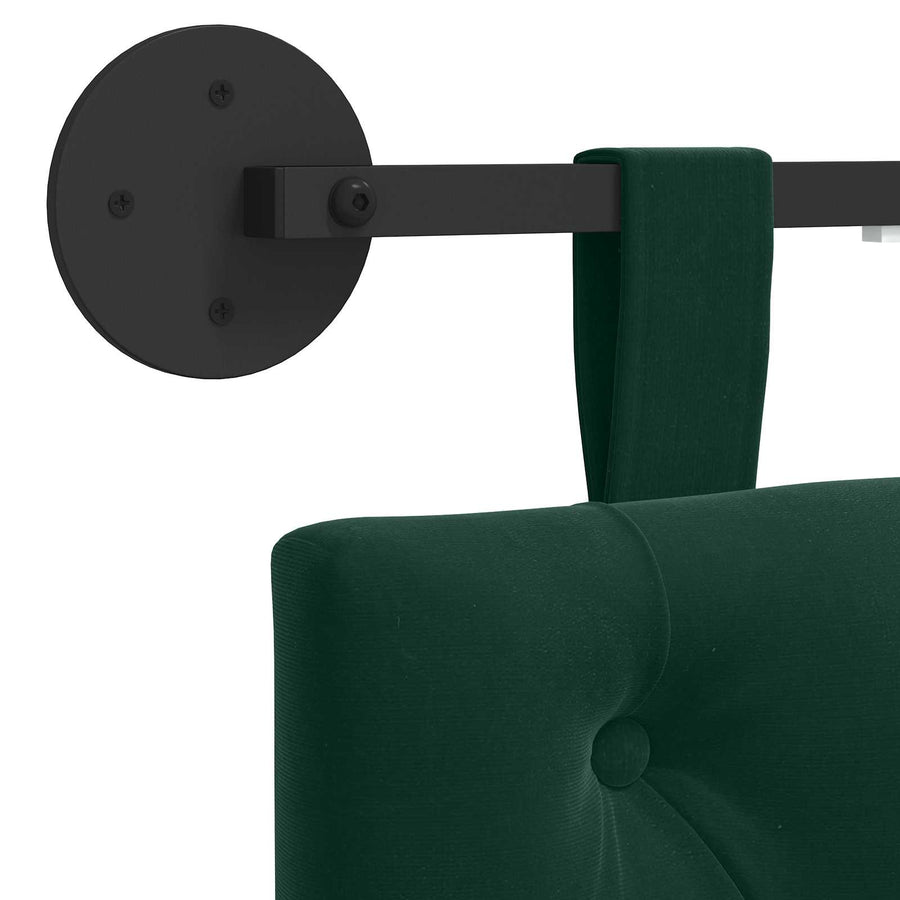 Hangend hoofdbord Met LED-verlichting Donkergroen Fluweel