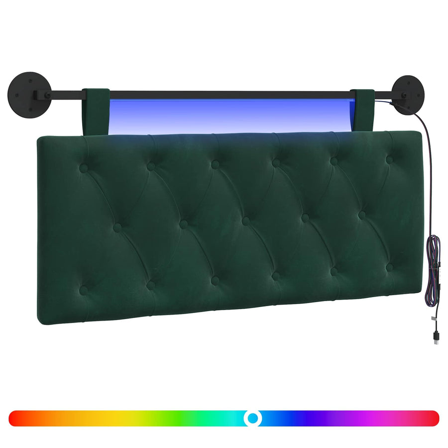 Hangend hoofdbord Met LED-verlichting Donkergroen Fluweel