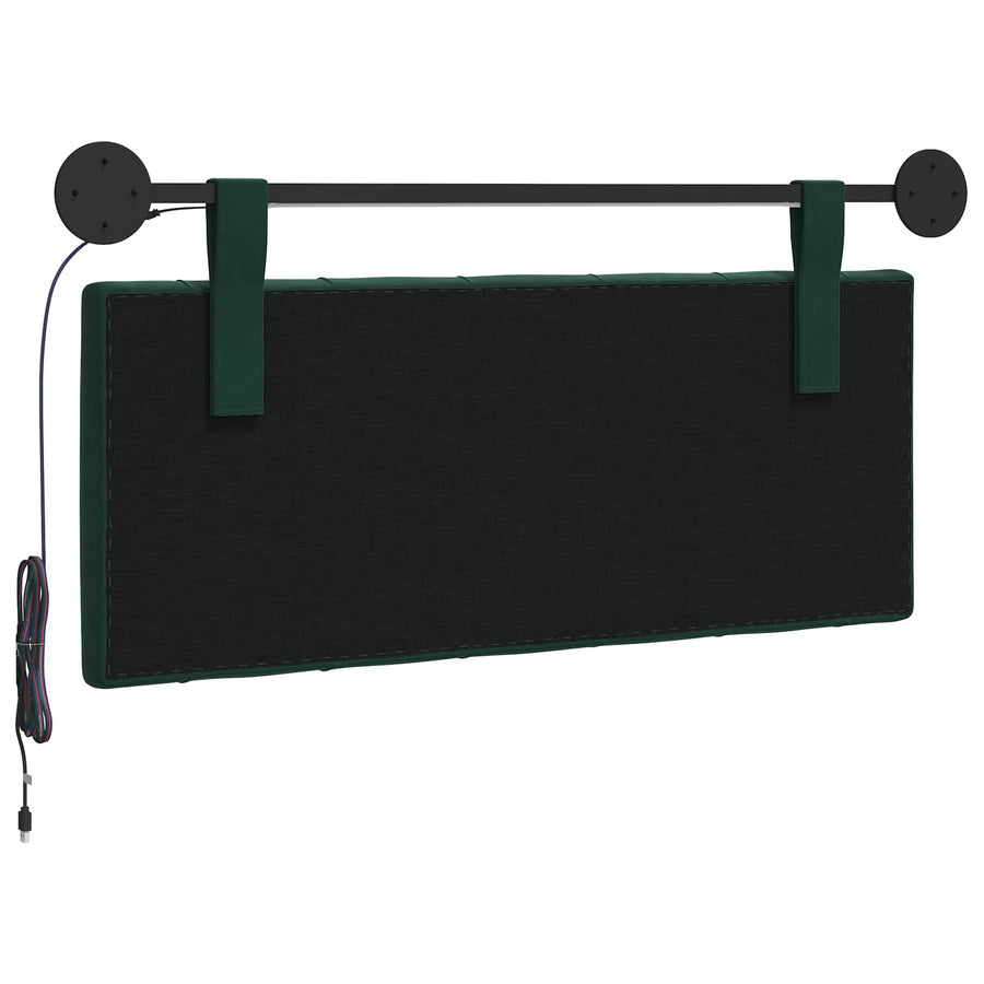 Hangend hoofdbord Met LED-verlichting Donkergroen Fluweel