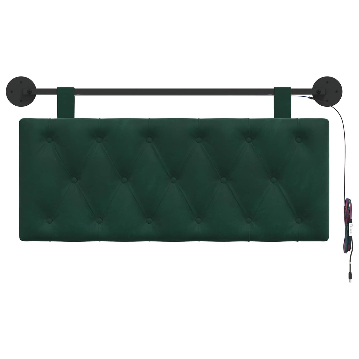 Hangend hoofdbord Met LED-verlichting Donkergroen Fluweel