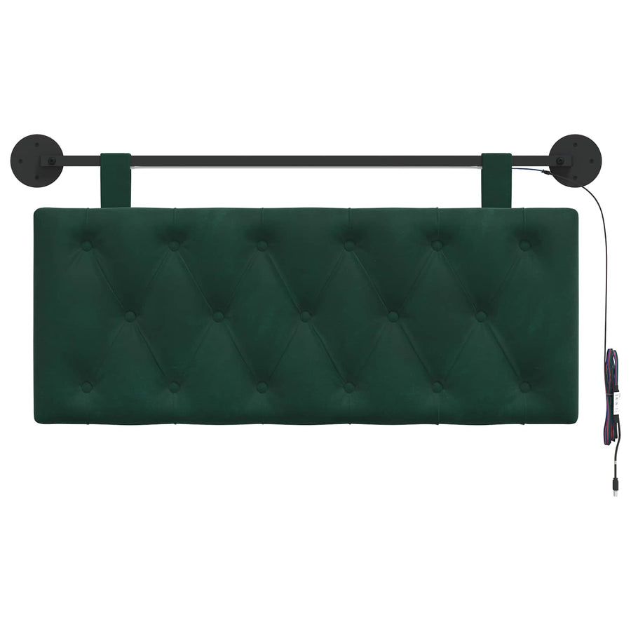 Hangend hoofdbord Met LED-verlichting Donkergroen Fluweel