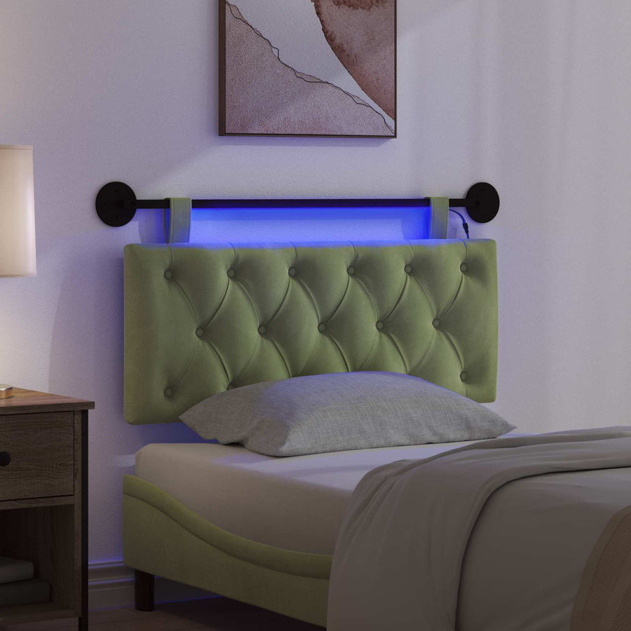 Hangend hoofdbord Met LED-verlichting Lichtgroen Fluweel