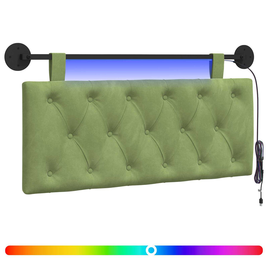 Hangend hoofdbord Met LED-verlichting Lichtgroen Fluweel