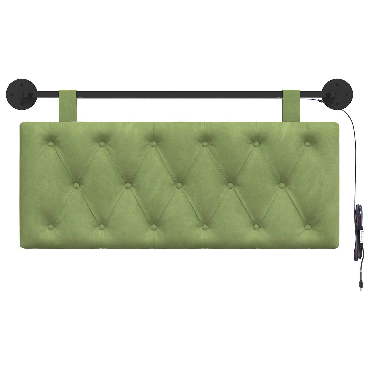 Hangend hoofdbord Met LED-verlichting Lichtgroen Fluweel