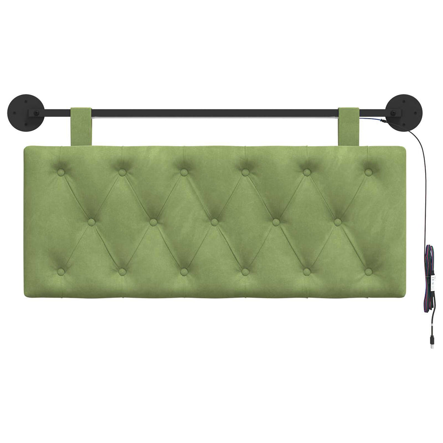 Hangend hoofdbord Met LED-verlichting Lichtgroen Fluweel