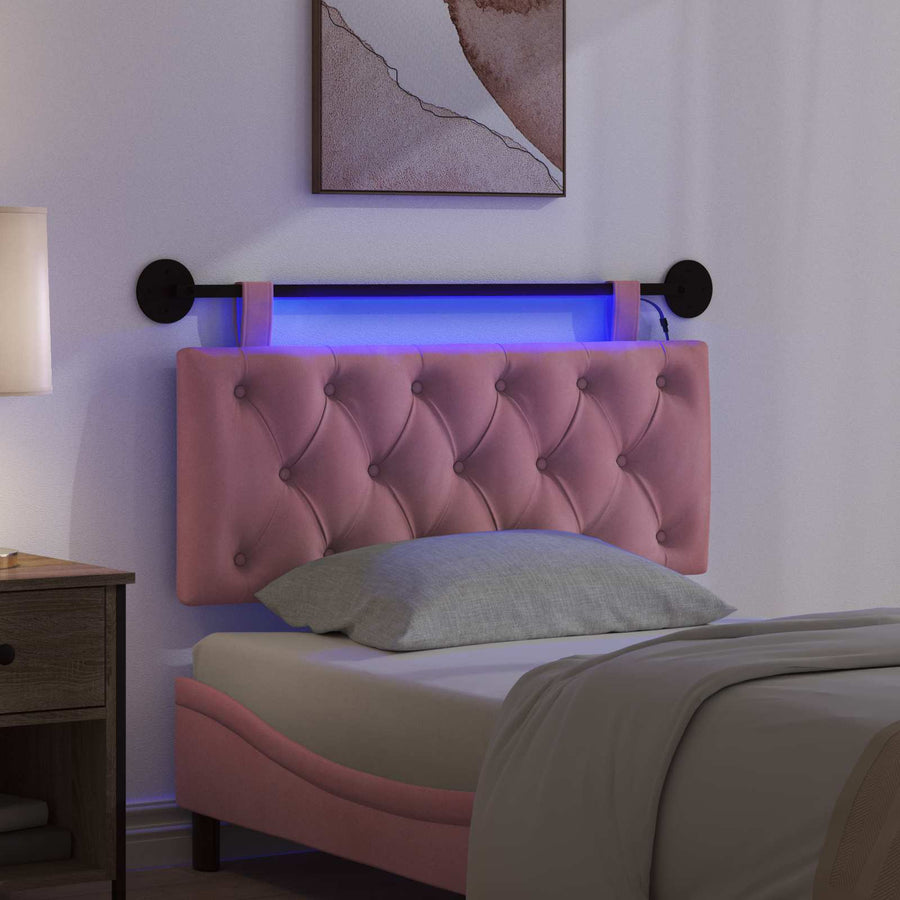 Hangend hoofdbord Met LED-verlichting Roze Fluweel