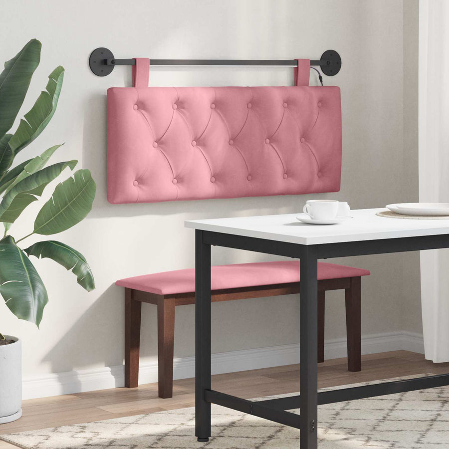 Hangend hoofdbord Met LED-verlichting Roze Fluweel