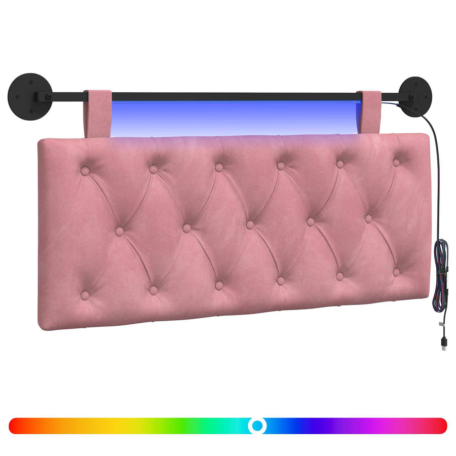 Hangend hoofdbord Met LED-verlichting Roze Fluweel