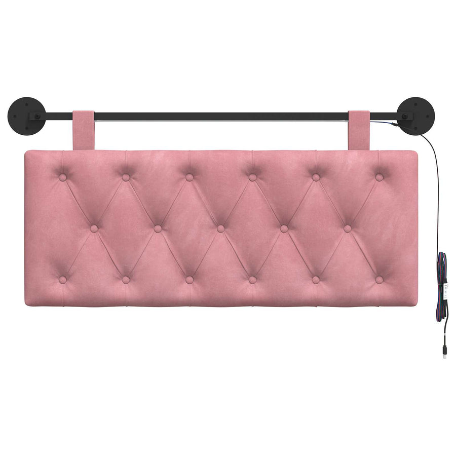 Hangend hoofdbord Met LED-verlichting Roze Fluweel