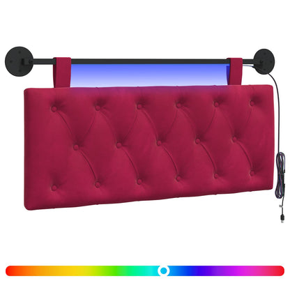Hangend hoofdbord Met LED-verlichting Wijnrood Fluweel