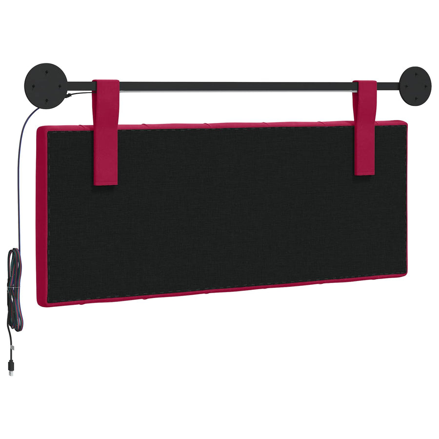 Hangend hoofdbord Met LED-verlichting Wijnrood Fluweel