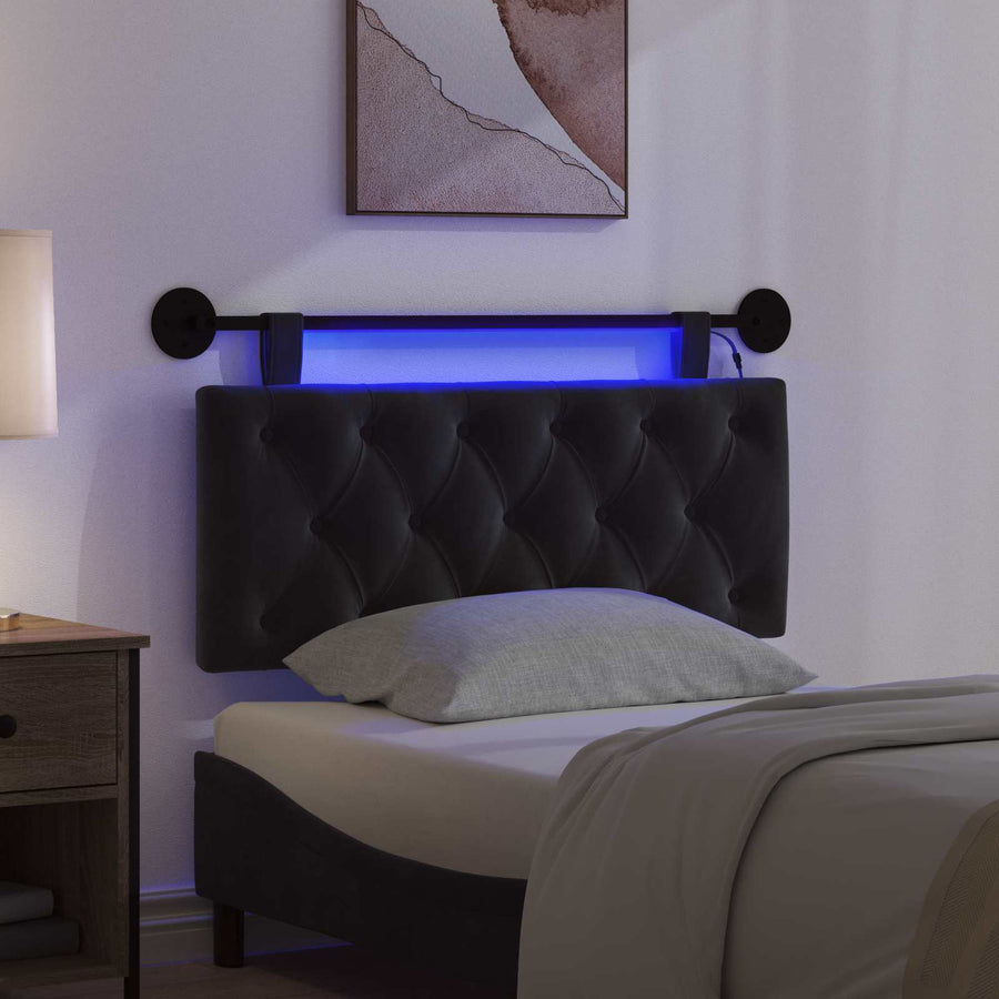 Hangend hoofdbord Met LED-verlichting Zwart Fluweel