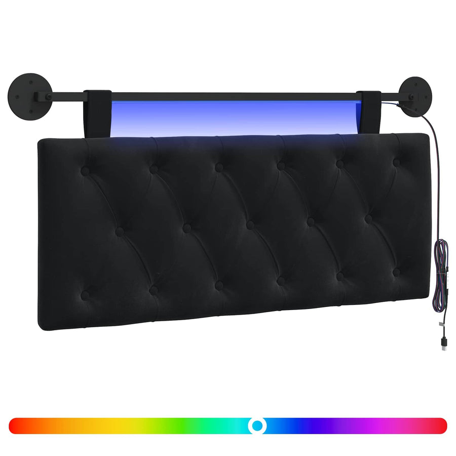 Hangend hoofdbord Met LED-verlichting Zwart Fluweel