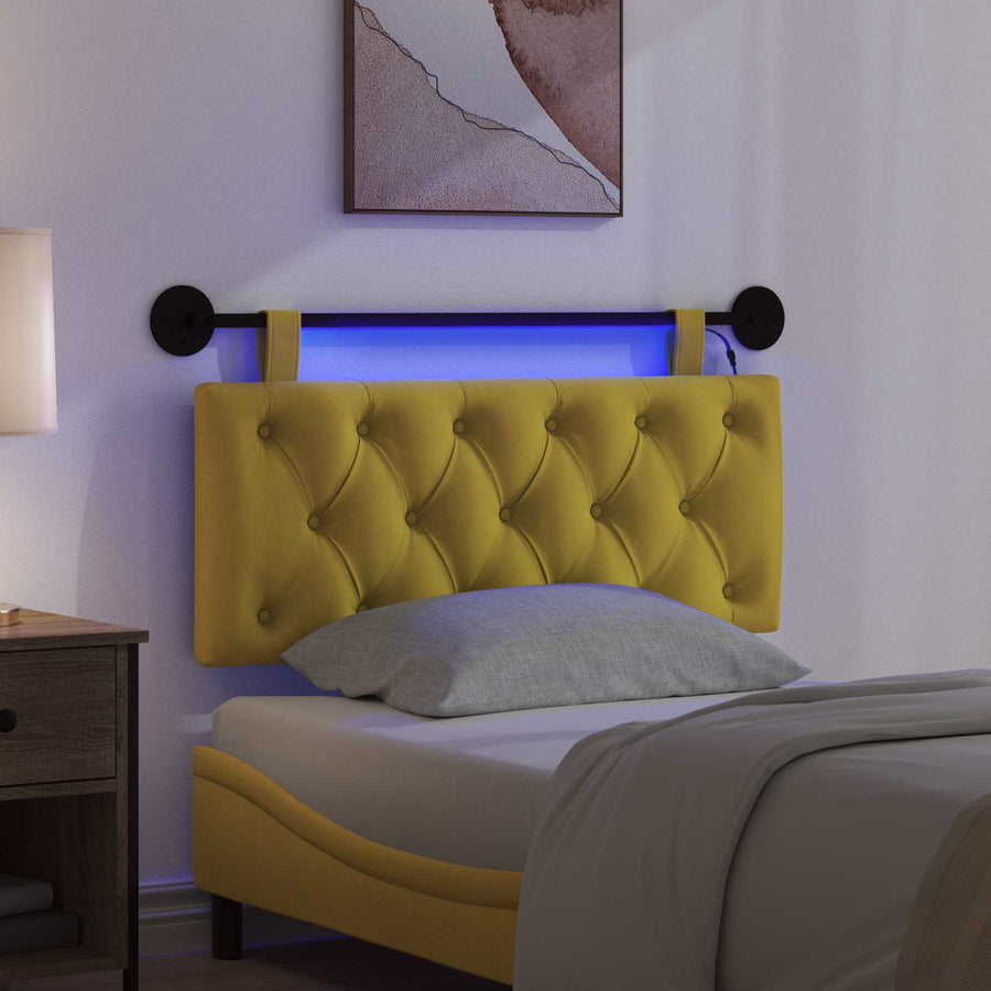 Hangend hoofdbord Met LED-verlichting Geel Fluweel