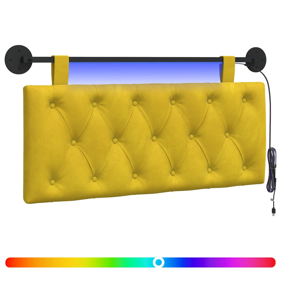 Hangend hoofdbord Met LED-verlichting Geel Fluweel