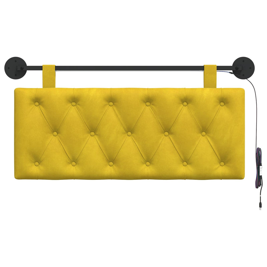 Hangend hoofdbord Met LED-verlichting Geel Fluweel