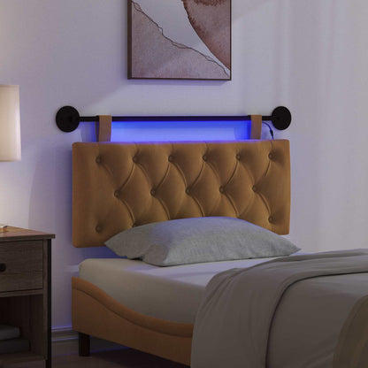 Hangend hoofdbord Met LED-verlichting Bruin Fluweel