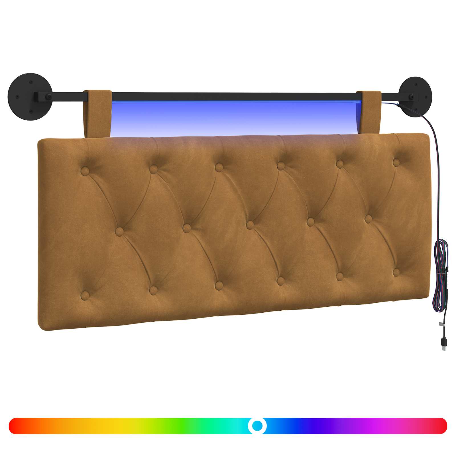 Hangend hoofdbord Met LED-verlichting Bruin Fluweel