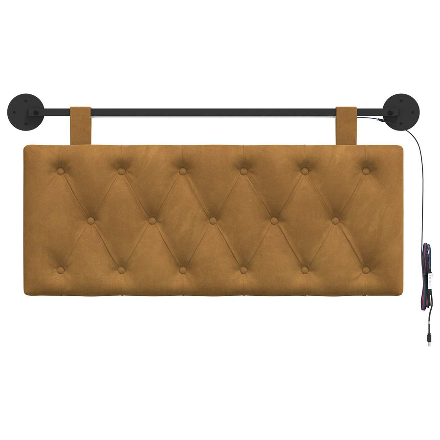 Hangend hoofdbord Met LED-verlichting Bruin Fluweel