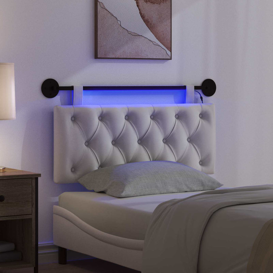 Hangend hoofdbord Met LED-verlichting Crèmekleurig Fluweel