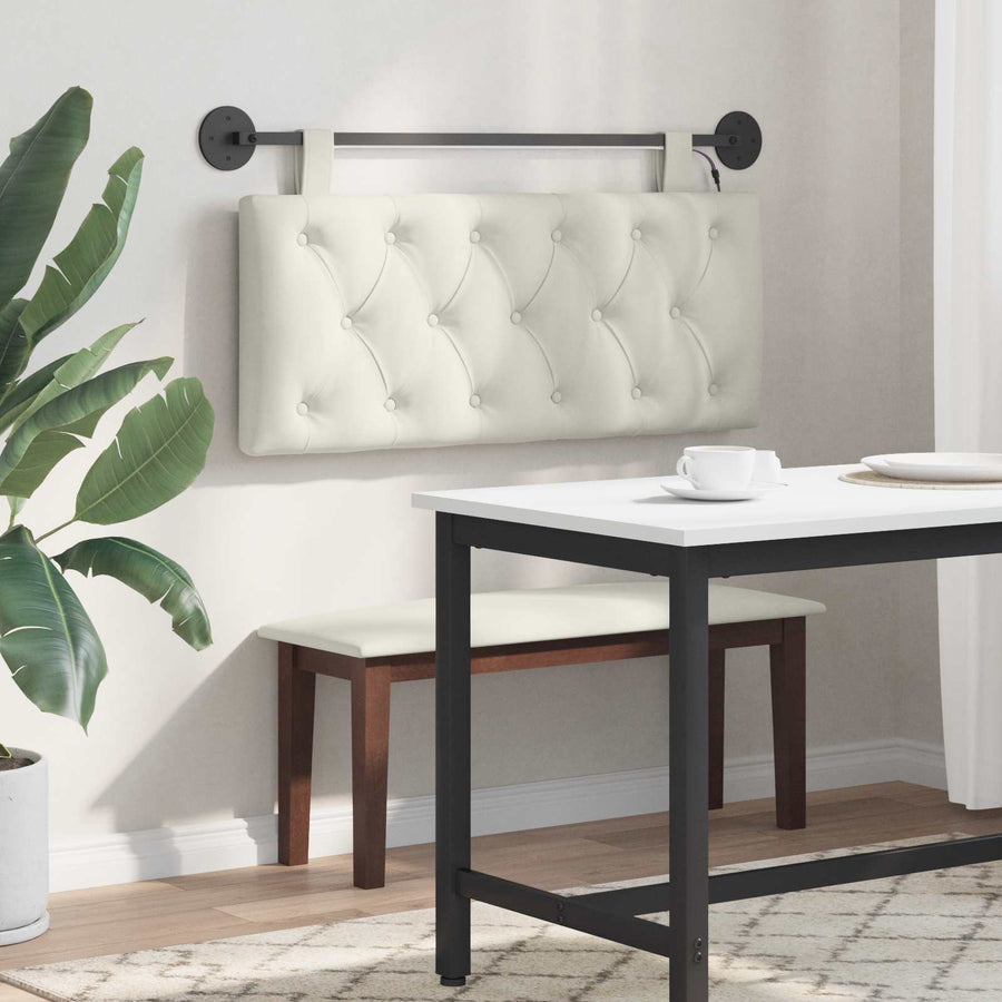Hangend hoofdbord Met LED-verlichting Crèmekleurig Fluweel