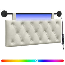 Hangend hoofdbord Met LED-verlichting Crèmekleurig Fluweel