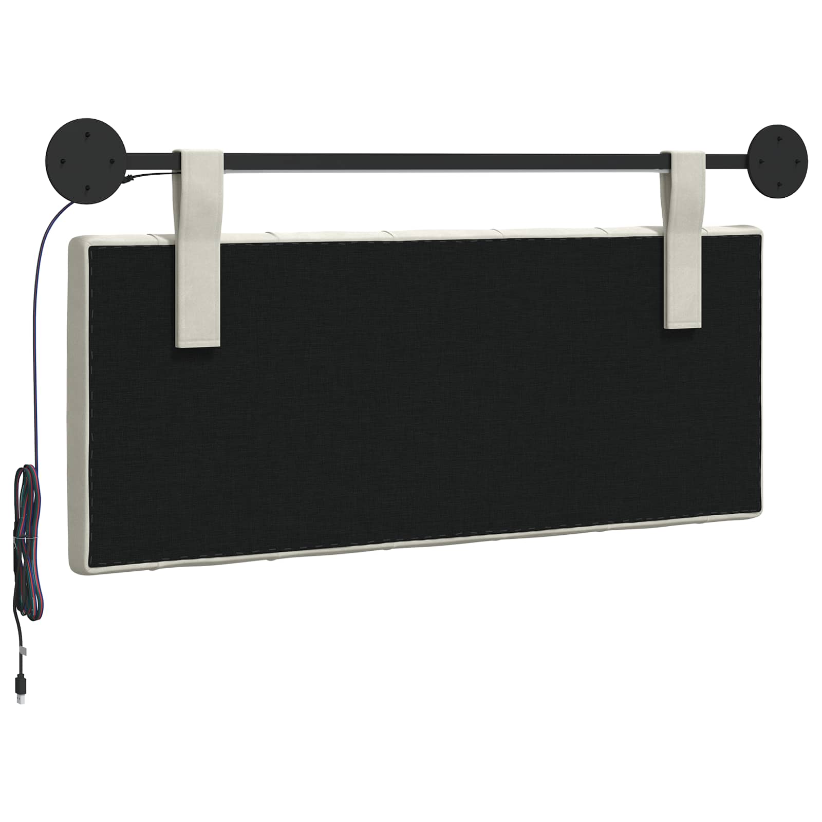Hangend hoofdbord Met LED-verlichting Crèmekleurig Fluweel